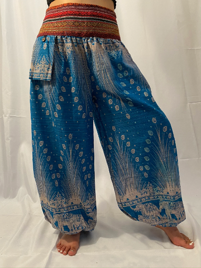 Handwoven Elephant Print Cotton Harem Pants (Pack of 5)