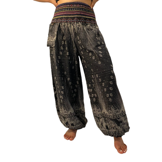 Handwoven Elephant Print Cotton Harem Pants (Pack of 5)